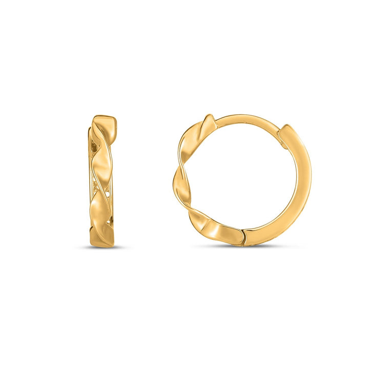 Buy LOVCIA Luxury Classic 14k Yellow Gold Twisted Hoop Earrings