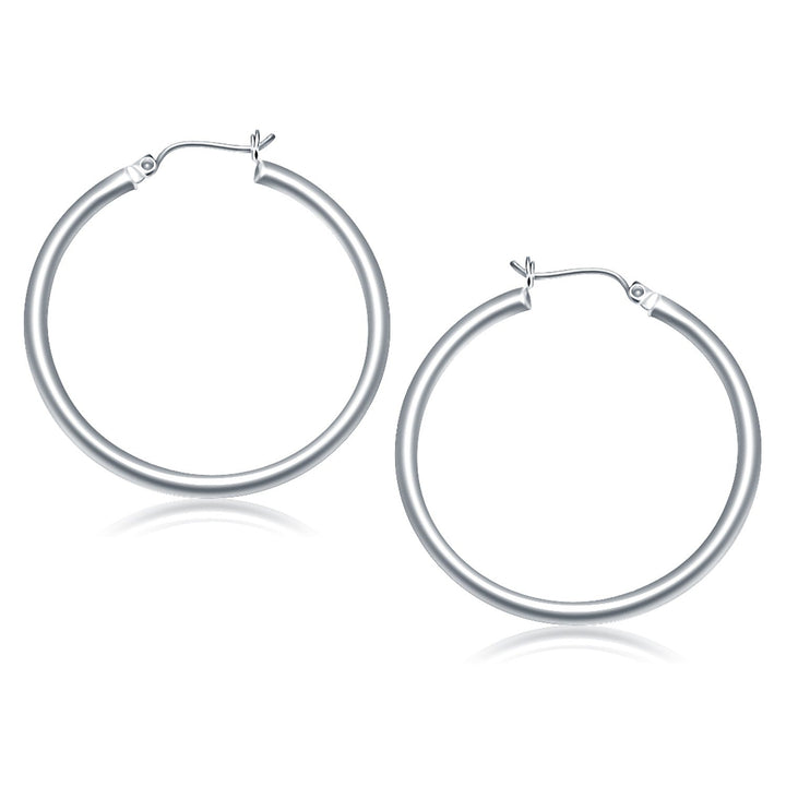 Buy LOVCIA Luxury 14k White Gold Classic 40mm Hoop Earrings with Snap Lock Closure