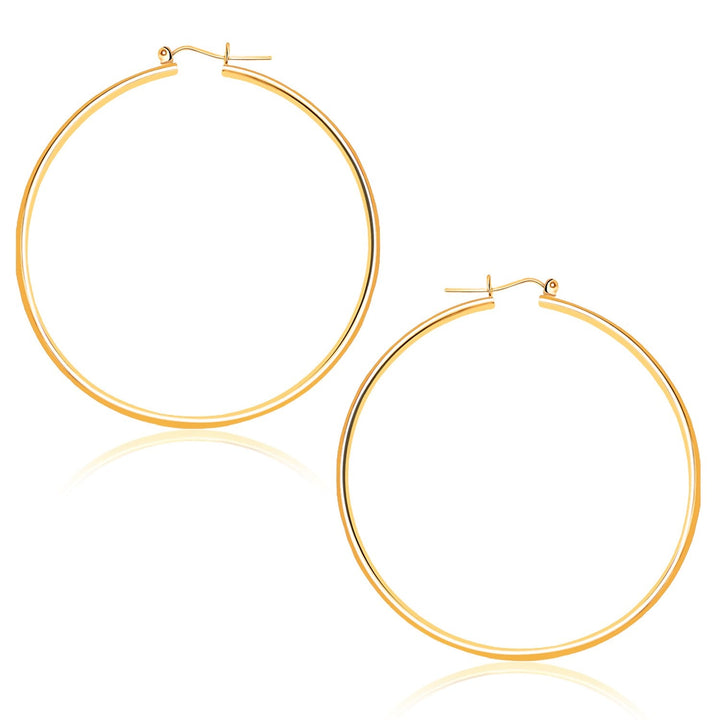 Buy LOVCIA Luxury Dazzling 14k Yellow Gold Hoop Earrings with Snap Lock (45mm Diameter)