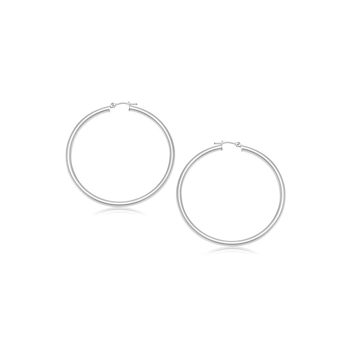 Buy LOVCIA Luxury Classic 14K White Gold Snap Lock Hoop Earrings (20mm)