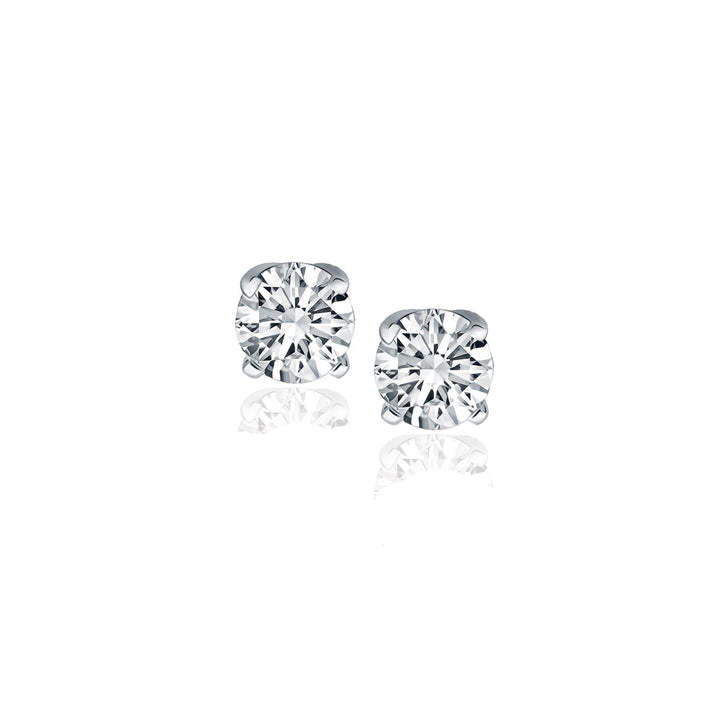 Buy LOVCIA Luxury 14k White Gold Round Diamond Stud Earrings with Four-Prong Setting (0.46 cttw)