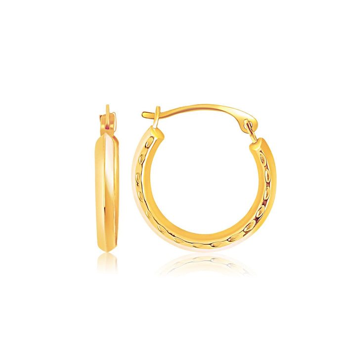 Buy LOVCIA Luxury Dazzling 14K Yellow Gold Textured Milgrain Hoop Earrings