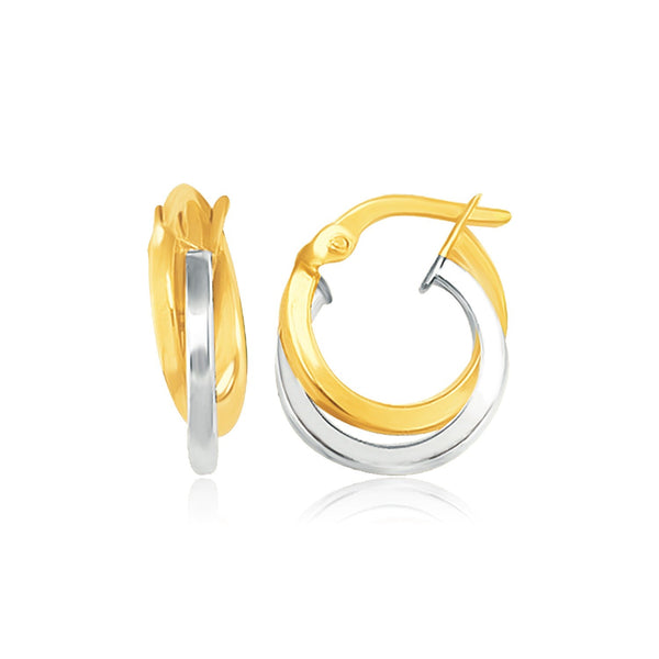 Buy LOVCIA Luxury Classic 14k Two-Tone Gold Intertwined Hoop Earrings