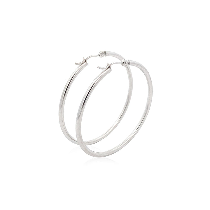 Buy LOVCIA Luxury 14k White Gold Classic 40mm Hoop Earrings with Snap Lock Closure