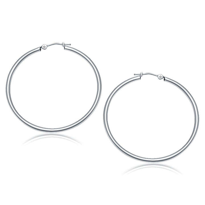 Buy LOVCIA Luxury 14k White Gold Classic 40mm Hoop Earrings with Snap Lock Closure