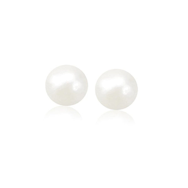 Buy LOVCIA Luxury Classic 14K Yellow Gold White Freshwater Pearl Stud Earrings (8mm)