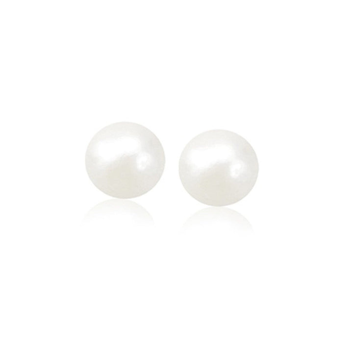 Buy LOVCIA Luxury Classic 14K Yellow Gold White Freshwater Pearl Stud Earrings (8mm)