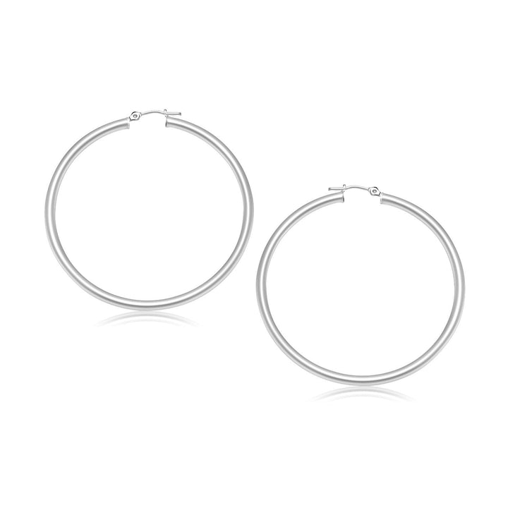 Buy LOVCIA Luxury Glamorous 14K White Gold Classic Hoop Earrings with Snap Lock (30mm)