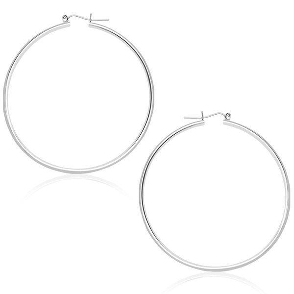 Buy LOVCIA Luxury Elegant 14k White Gold Hoop Earrings with Snap Lock (45mm)