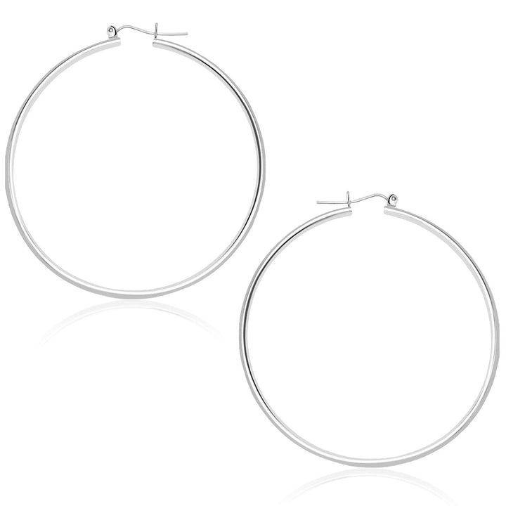 Buy LOVCIA Luxury Elegant 14k White Gold Hoop Earrings with Snap Lock (45mm)