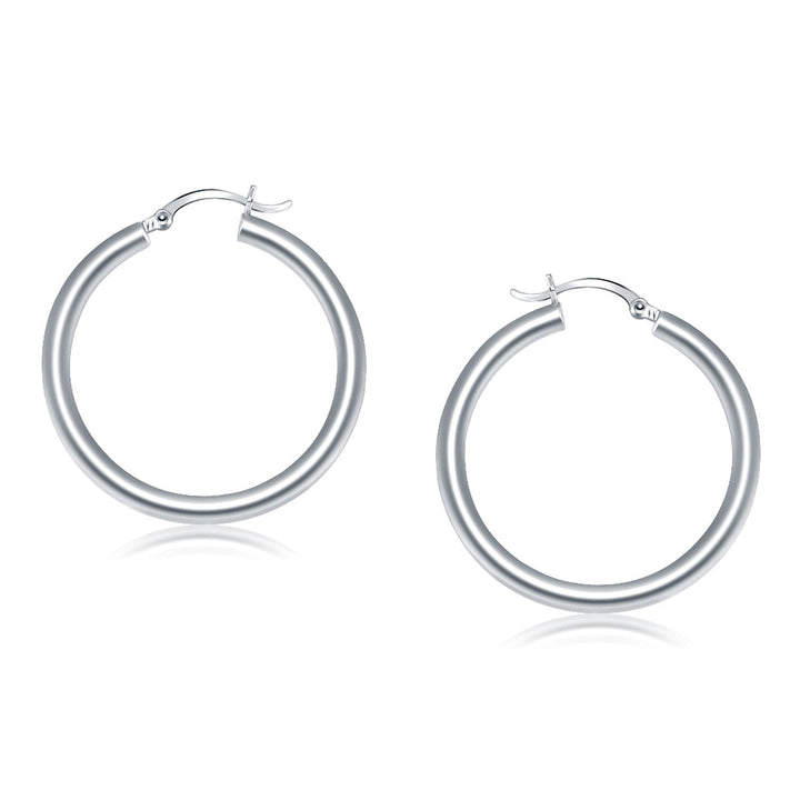 Buy LOVCIA Luxury Classic 14K White Gold Hoop Earrings with Snap Lock (40mm)