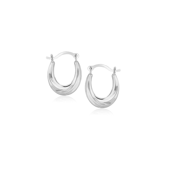 Buy LOVCIA Luxury Radiant 10k White Gold Oval Twist Hoop Earrings