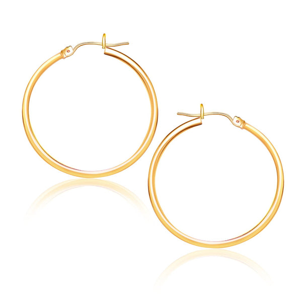 Buy LOVCIA Luxury Classic 14k Yellow Gold Polished Hoop Earrings with Snap Lock (25mm Diameter)