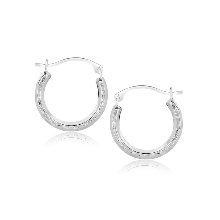 Buy LOVCIA Luxury Classic 10k White Gold Detailed Hoop Earrings