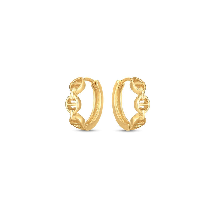 Buy LOVCIA Luxury Radiant 14k Yellow Gold Oval Mariner Hoop Earrings