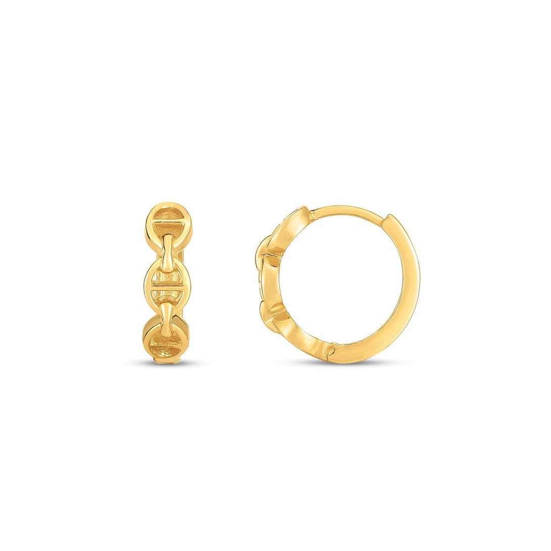 Buy LOVCIA Luxury Radiant 14k Yellow Gold Oval Mariner Hoop Earrings