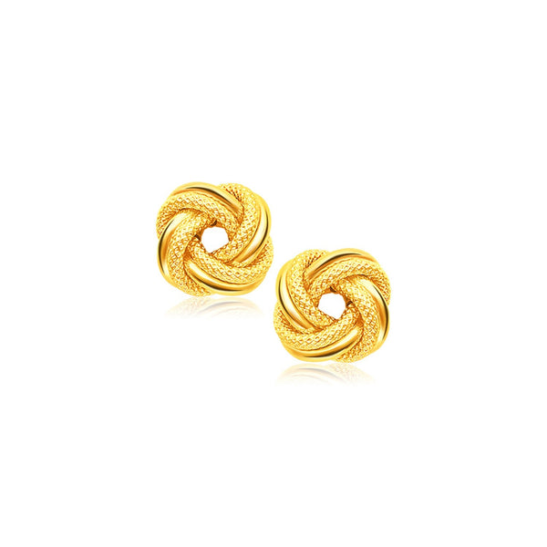 Buy LOVCIA Luxury Glamorous 14K Yellow Gold Love Knot Textured Stud Earrings