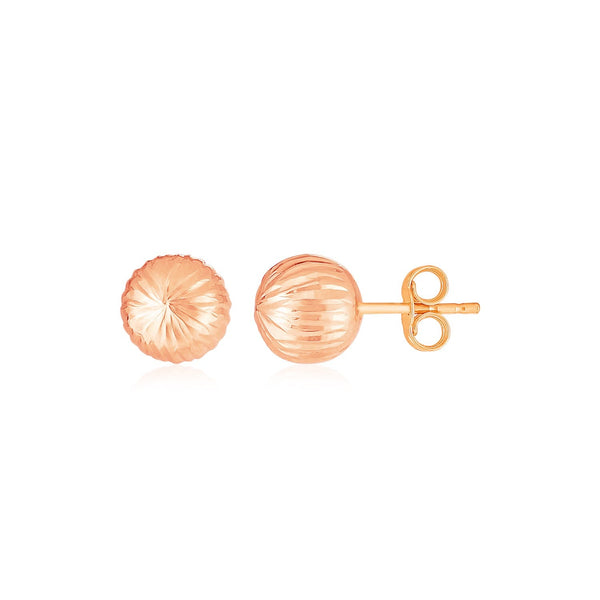 Buy LOVCIA Luxury Dazzling 14K Rose Gold Textured Ball Stud Earrings (5mm)