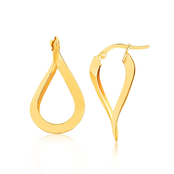 Buy LOVCIA Luxury Elegant 14k Yellow Gold Twisted Flat Hoop Earrings