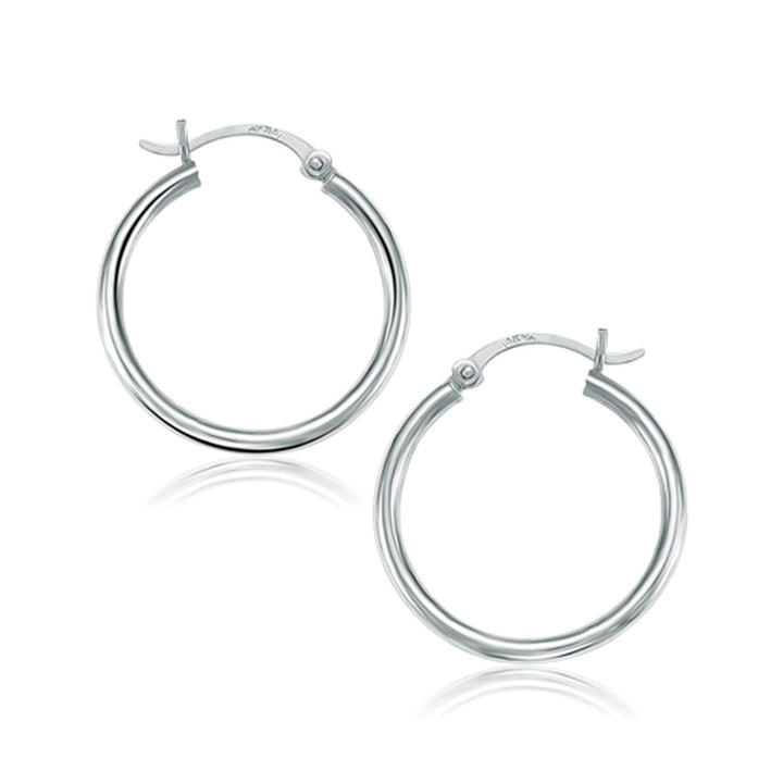 Buy LOVCIA Luxury Dazzling 14k White Gold Hoop Earrings with Snap Lock (25mm)