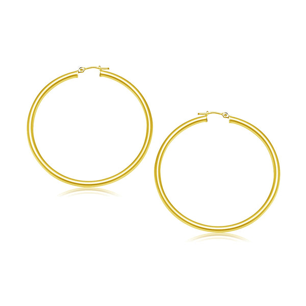 Buy LOVCIA Luxury Classic 14k Yellow Gold Hoop Earrings with Snap Lock (30mm Diameter)