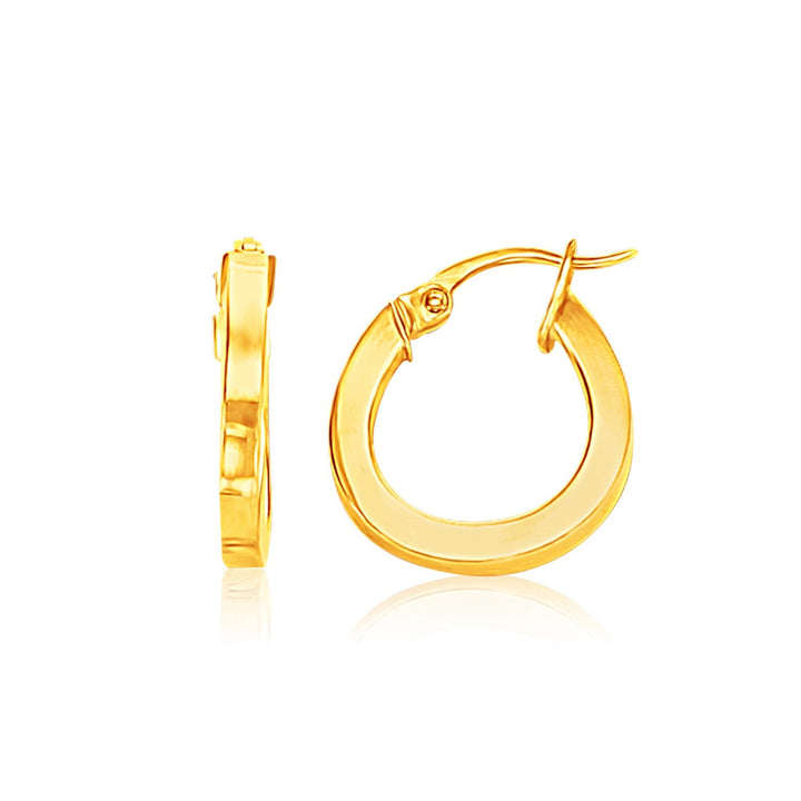 Buy LOVCIA Luxury 14k Yellow Gold Classic Flat Hoop Earrings with Omega Back (10mm)