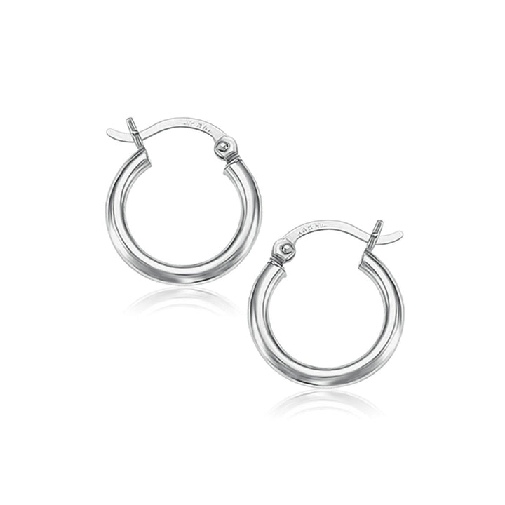 Buy LOVCIA Luxury Glamorous 14k White Gold Hoop Earrings with Snap Lock Backing - 15mm Diameter