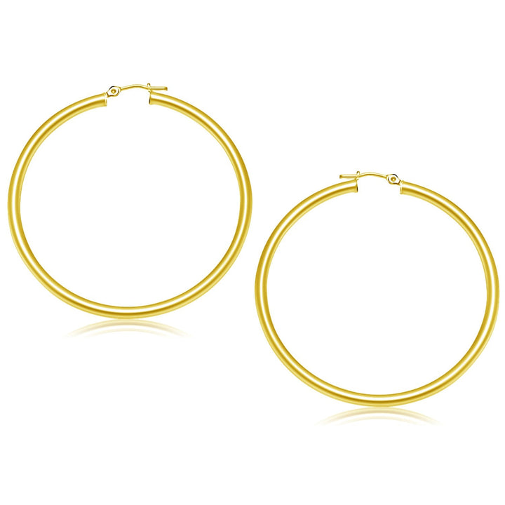 Buy LOVCIA Luxury 14k Yellow Gold Classic Polished Hoop Earrings with Snap Lock (50mm)