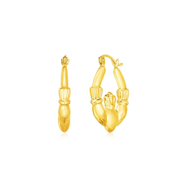 Buy LOVCIA Luxury Classic 14K Yellow Gold Claddagh Hoop Earrings