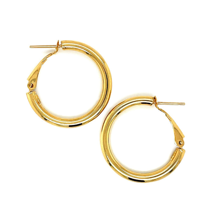 Buy LOVCIA Luxury 14k Yellow Gold Omega-Back Hoop Earrings (0.78-inch Diameter)