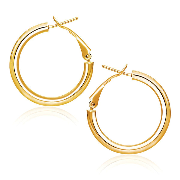 Buy LOVCIA Luxury 14k Yellow Gold Omega-Back Hoop Earrings (0.78-inch Diameter)