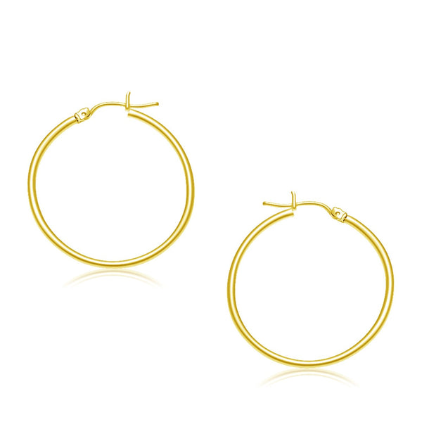 Buy LOVCIA Luxury 14K Yellow Gold Classic 30mm Hoop Earrings with Snap Lock Closure