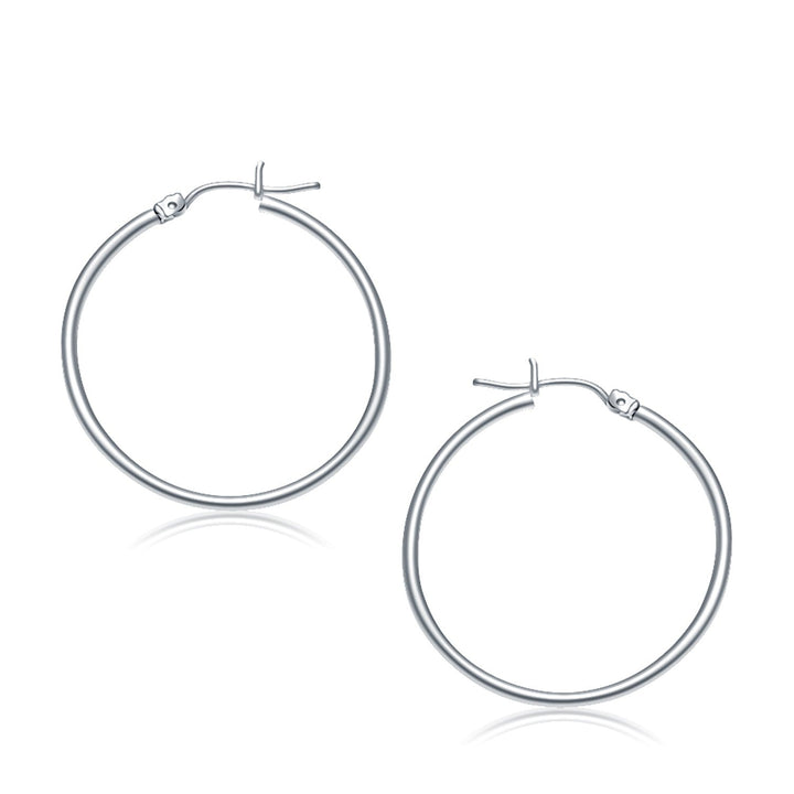 Buy LOVCIA Luxury Classic 14K White Gold Polished Hoop Earrings with Snap Lock (30mm)