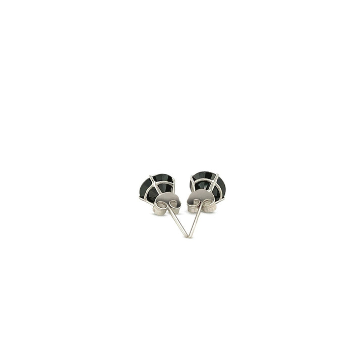 Buy LOVCIA Luxury Dazzling 14K White Gold Round Stud Earrings with Black Cubic Zirconia (6mm)