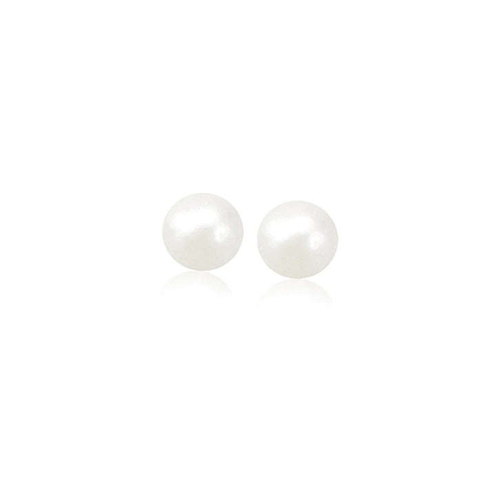 Buy LOVCIA Luxury 14K Yellow Gold Round Freshwater Pearl Stud Earrings (5mm)