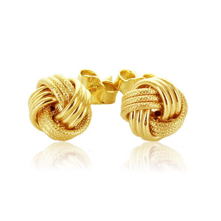 Buy LOVCIA Luxury Radiant Ridge Texture Love Knot Earrings in 14K Yellow Gold