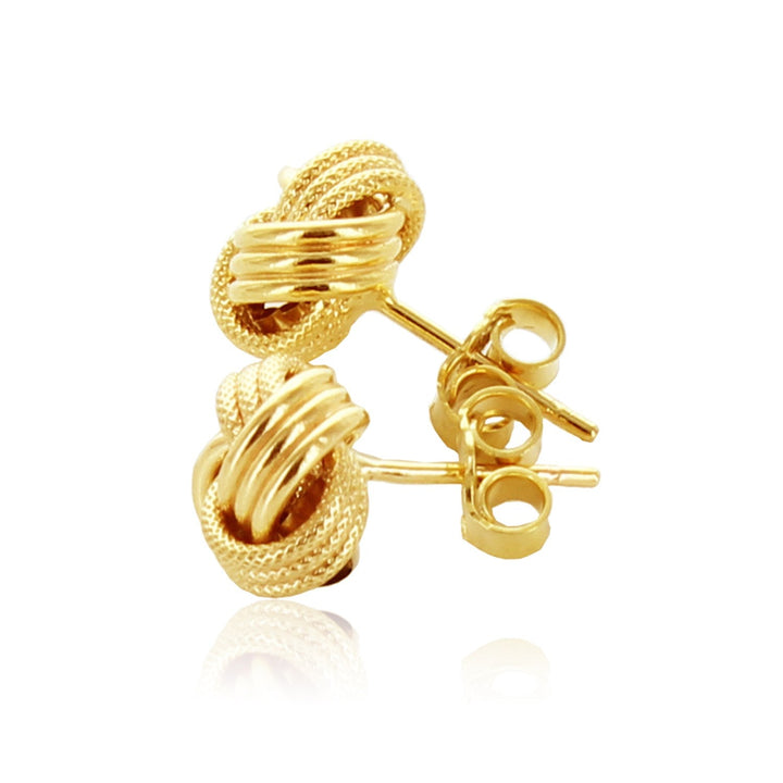 Buy LOVCIA Luxury Radiant Ridge Texture Love Knot Earrings in 14K Yellow Gold