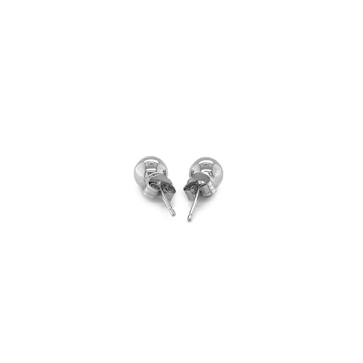 Buy LOVCIA Luxury Radiant 14K White Gold Medium Round Stud Earrings (5.0 mm)