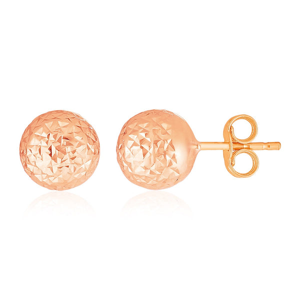 Buy LOVCIA Luxury 7mm Crystal-Cut 14K Rose Gold Ball Earrings