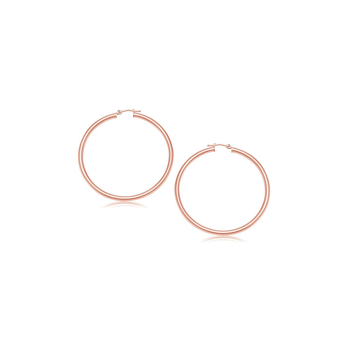 Buy LOVCIA Luxury Glamorous 14k Rose Gold Hoop Earrings with Snap Lock (15mm Diameter)