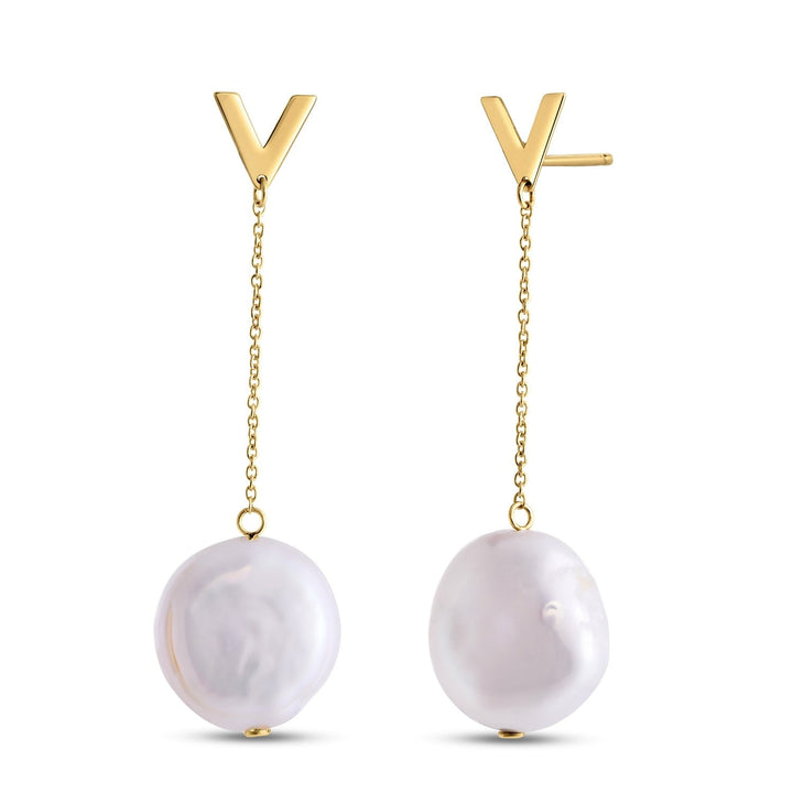 Buy LOVCIA Luxury Elegant 14k Yellow Gold Pearl Drop Earrings by Tesoro