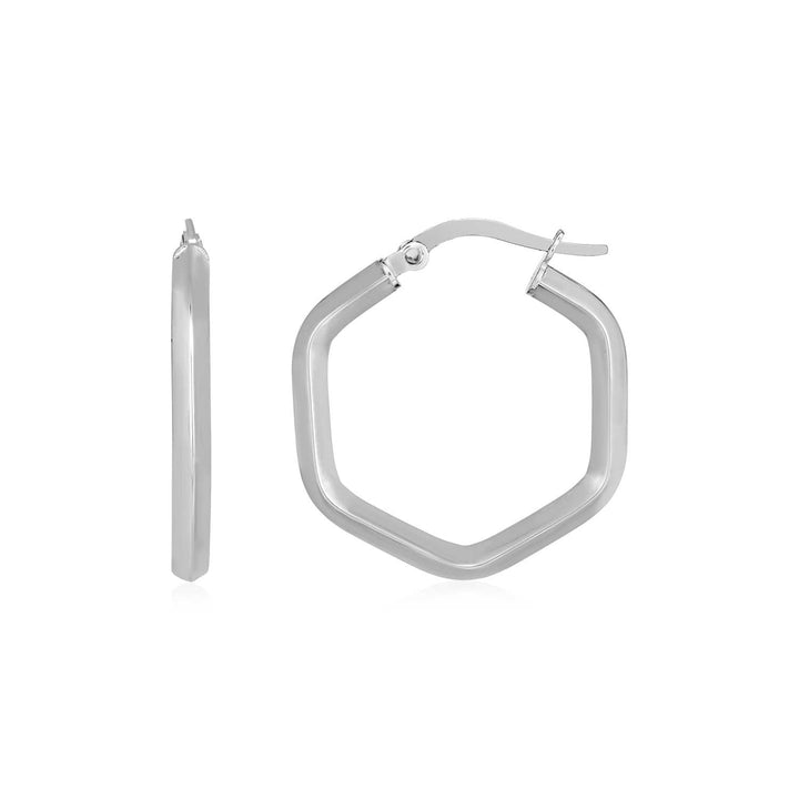 Buy LOVCIA Luxury 14k White Gold Geometric Hexagon Hoop Earrings