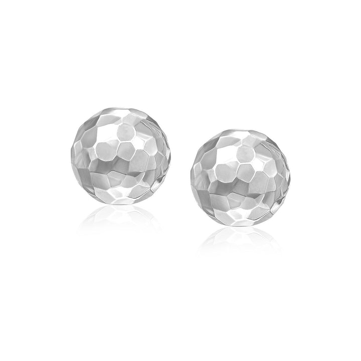 Buy LOVCIA Luxury 14k White Gold Faceted Round Stud Earrings with Push Back (7mm)