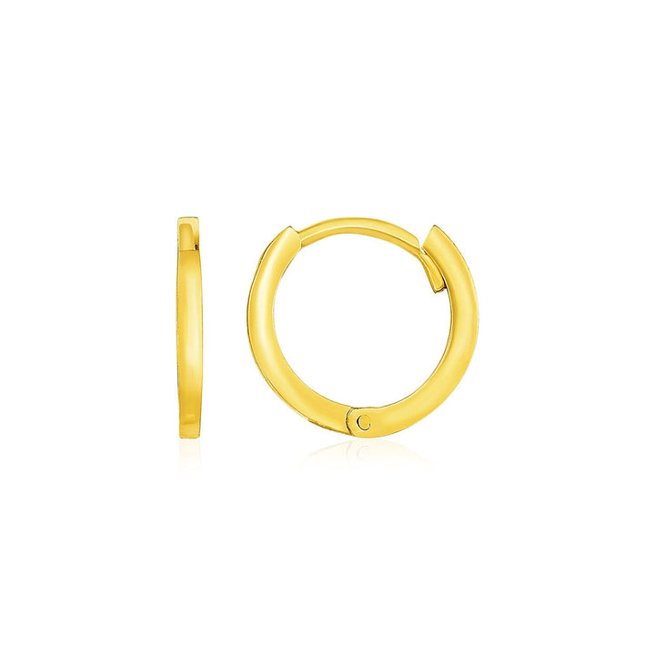 Buy LOVCIA Luxury Petite 14k Yellow Gold Polished Hoop Earrings with Snap Clasp (11.5mm Diameter)