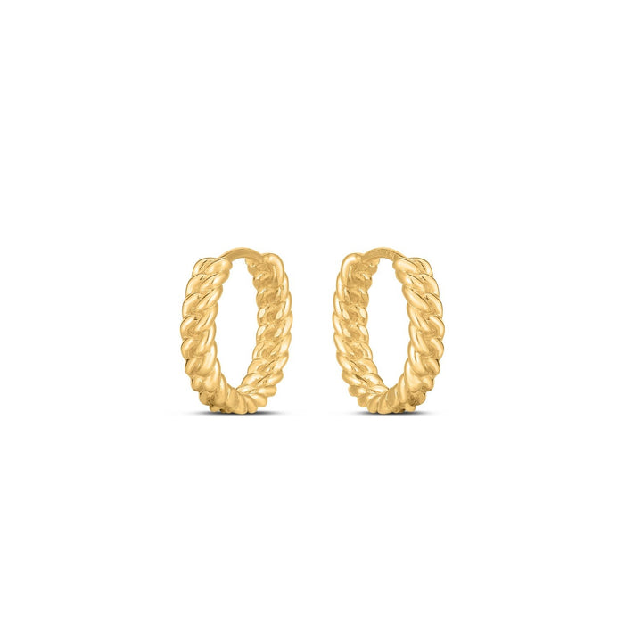 Buy LOVCIA Luxury 14k Yellow Gold Braided Mini Hoops Earrings (12mm)