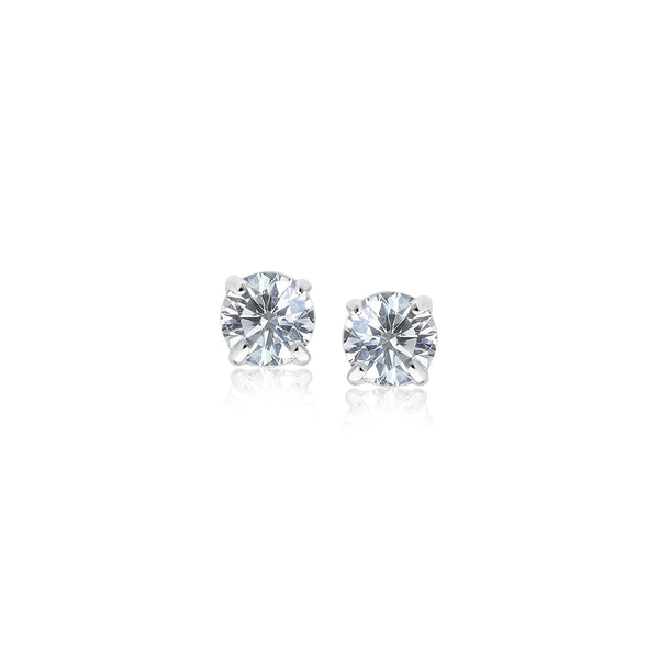 Buy LOVCIA Luxury 3mm Round Cubic Zirconia Stud Earrings in 14K White Gold