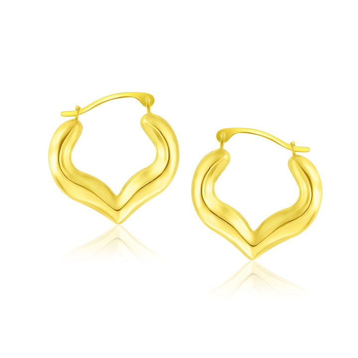 Buy LOVCIA Luxury Heart-Shaped Hoop Earrings in 10k Yellow Gold with Snap Lock Closure