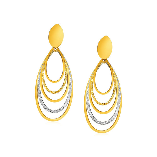 Buy LOVCIA Luxury Radiant 14k Gold Two-Tone Oval Earrings with Pushback Clasps