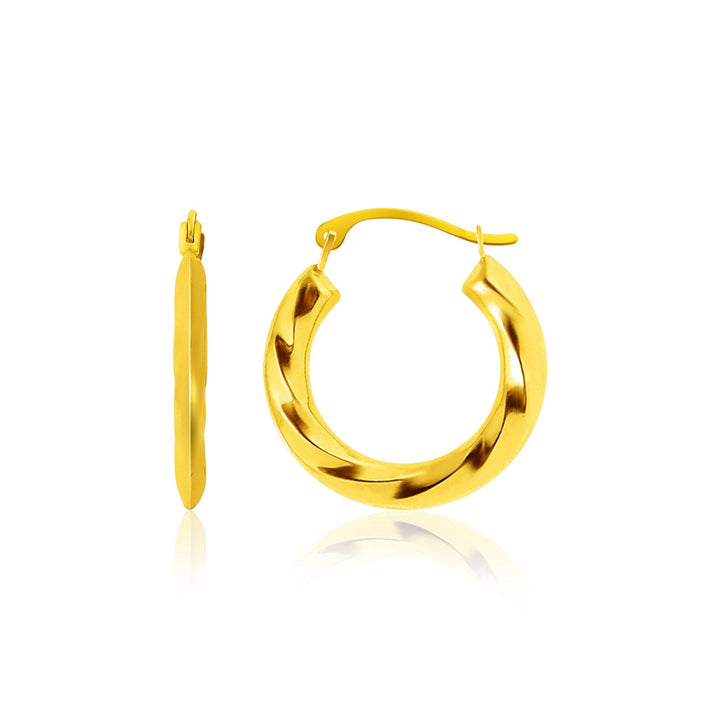 Buy LOVCIA Luxury Glamorous 14k Yellow Gold Wavy Design Hoop Earrings