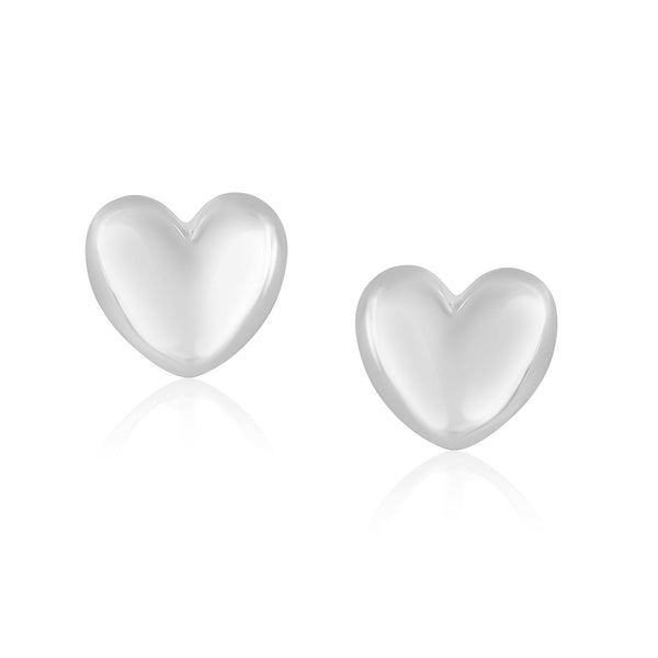 Buy LOVCIA Luxury Dazzling 14K White Gold Polished Puffed Heart Earrings